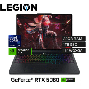 LAPTOP LEGION 5 16IAX10 INTEL CORE ULTRA 9 275HX / RAM 32GB / SSD 1TB / VIDEO NVIDIA RTX 5060 8GB / 16″ WQXGA (2560×1600)  IPS 240HZ / WINDOWS 11